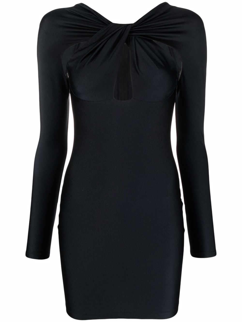 Draped cut-out mini dress - Black