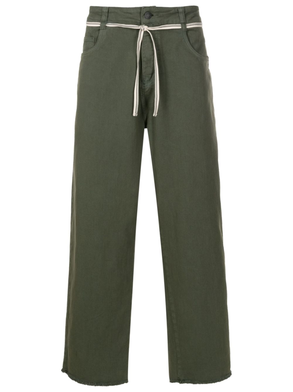 Drawstring-waistband cropped trousers - Green