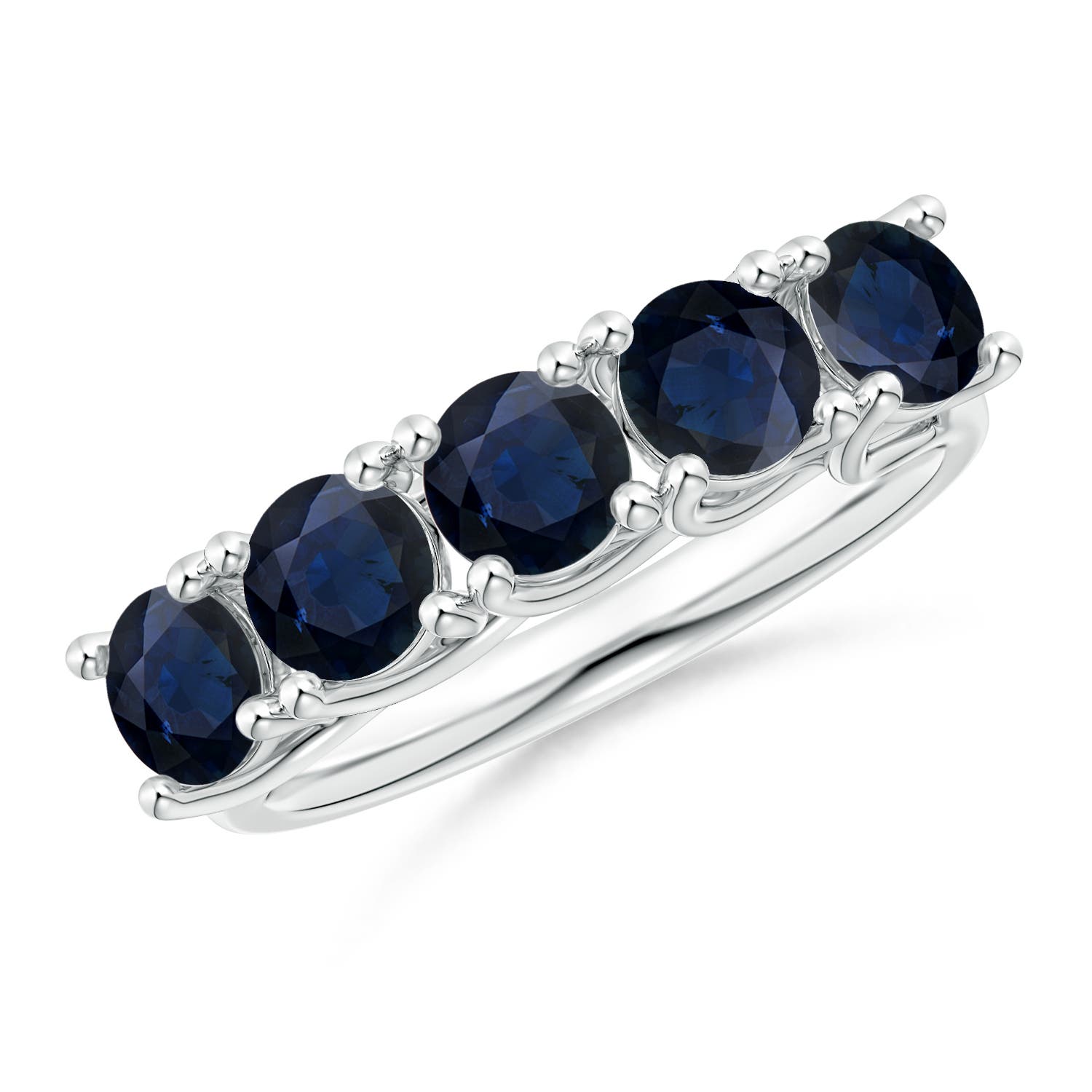 Angara 2.3 Carats Half Eternity Five Stone Blue Sapphire Wedding Band in Platinum