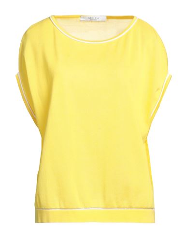Woman Sweater Yellow Size 4 Cotton, Elastane