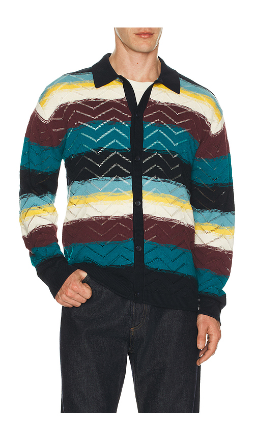 Scotch & Soda Open Structure Knitted Cardigan in Blue. XL/1X. Also in M, XXL/2X