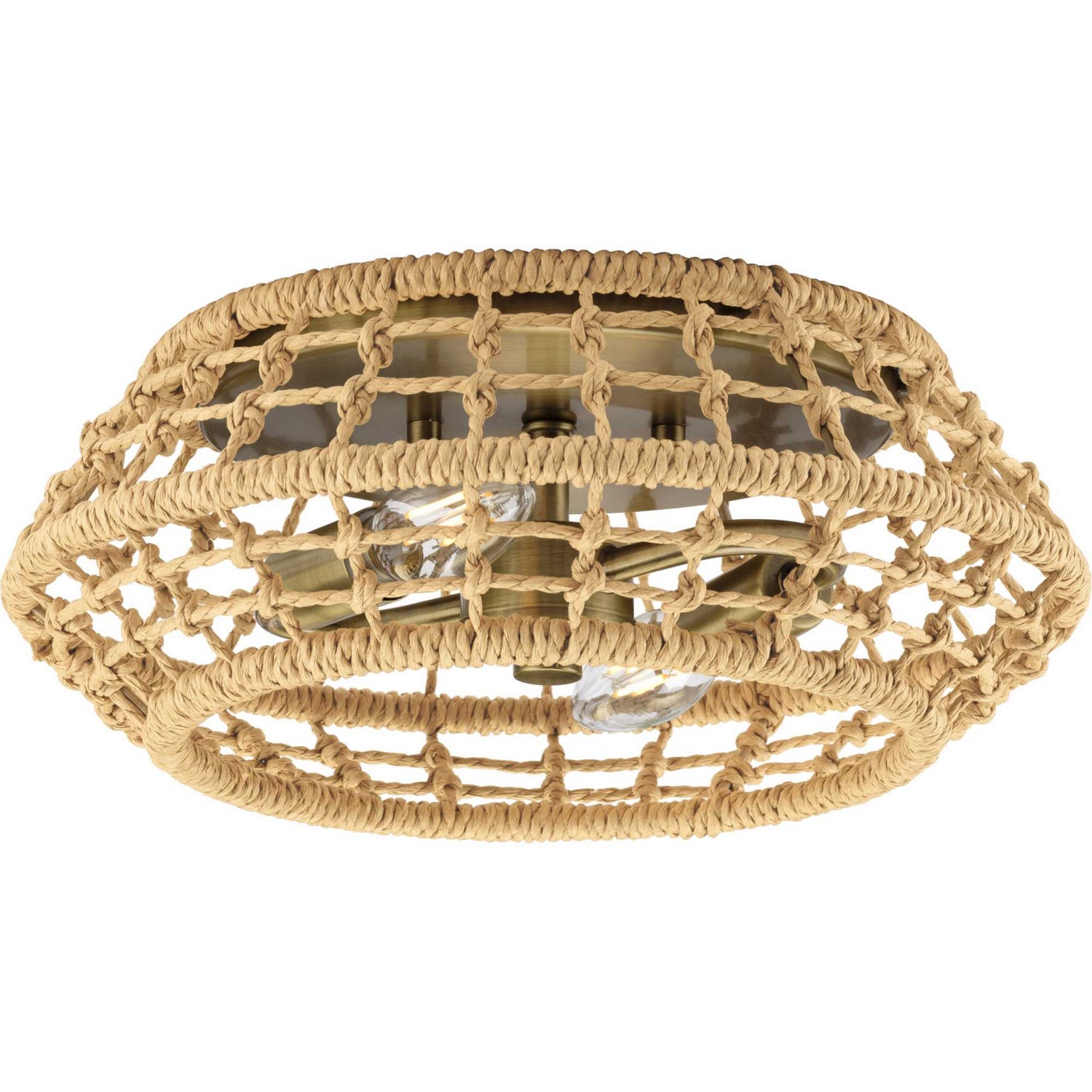 Vintage Brass Two Light Flush Mount from the Laila Collection