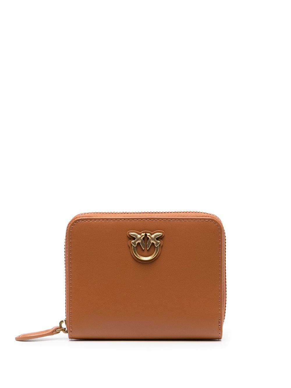 Logo-plaque calf-leather purse - Brown