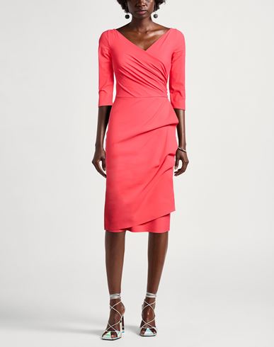 Woman Midi dress Coral Size 10 Polyamide, Elastane