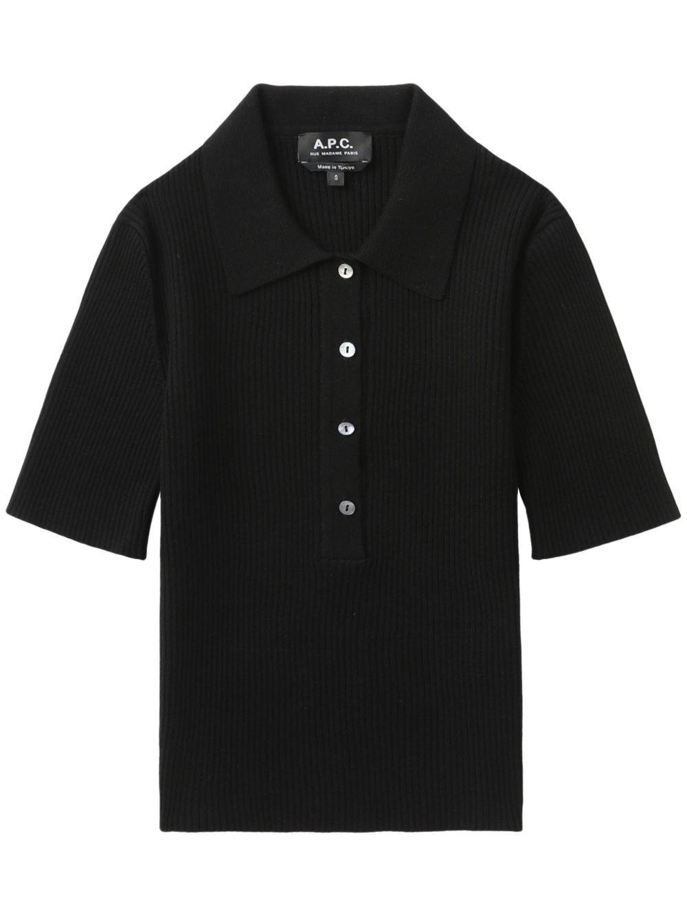 Ribbed polo shirt - Black