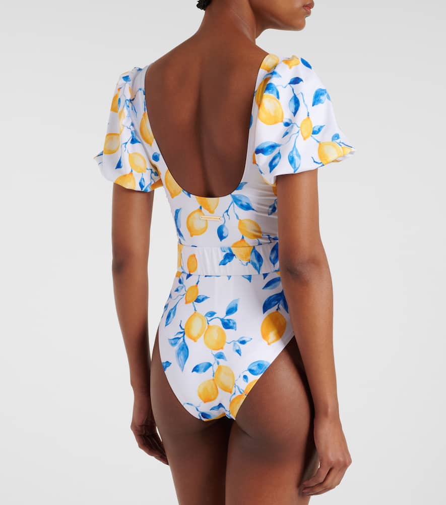 Alexandra Miro Jeanie belted printed swimsuit