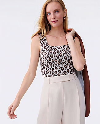 Ann Taylor Animal Print Square Neck Tank Top