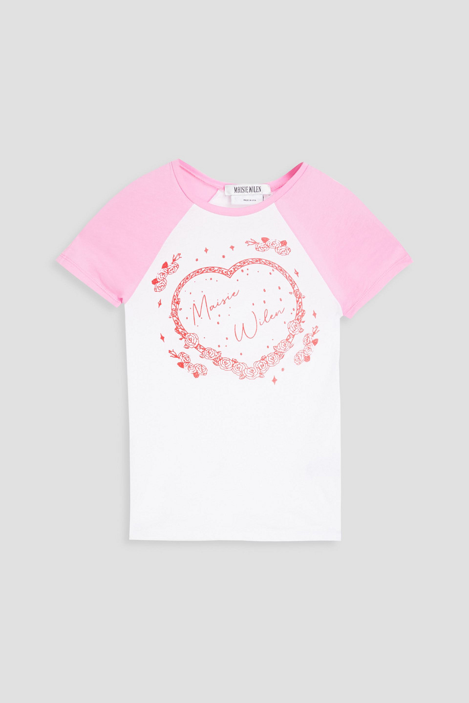 Two-tone printed cotton-jersey T-shirt
