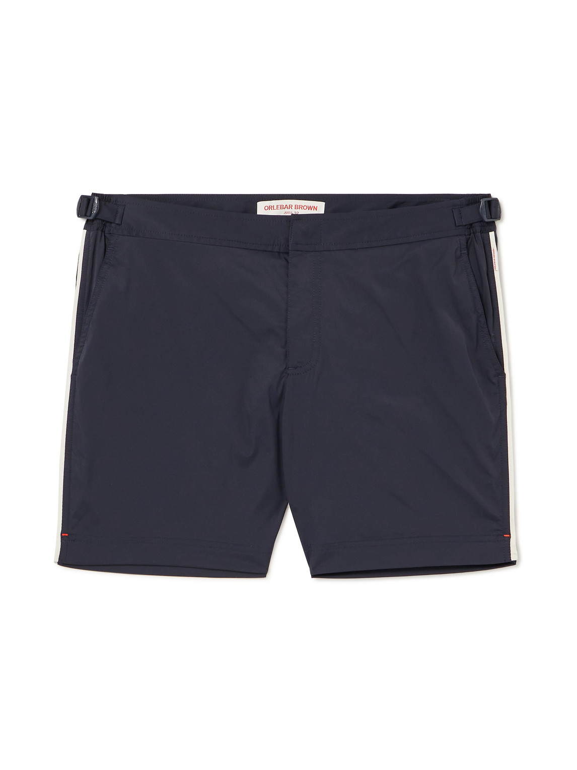 Bulldog Straight-Leg Mid-Length Striped Swim Shorts