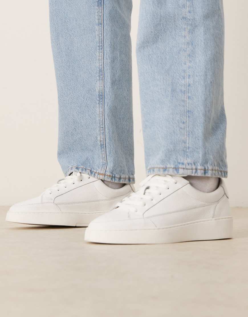 Made In Portugal panelled lace up trainers in white leather