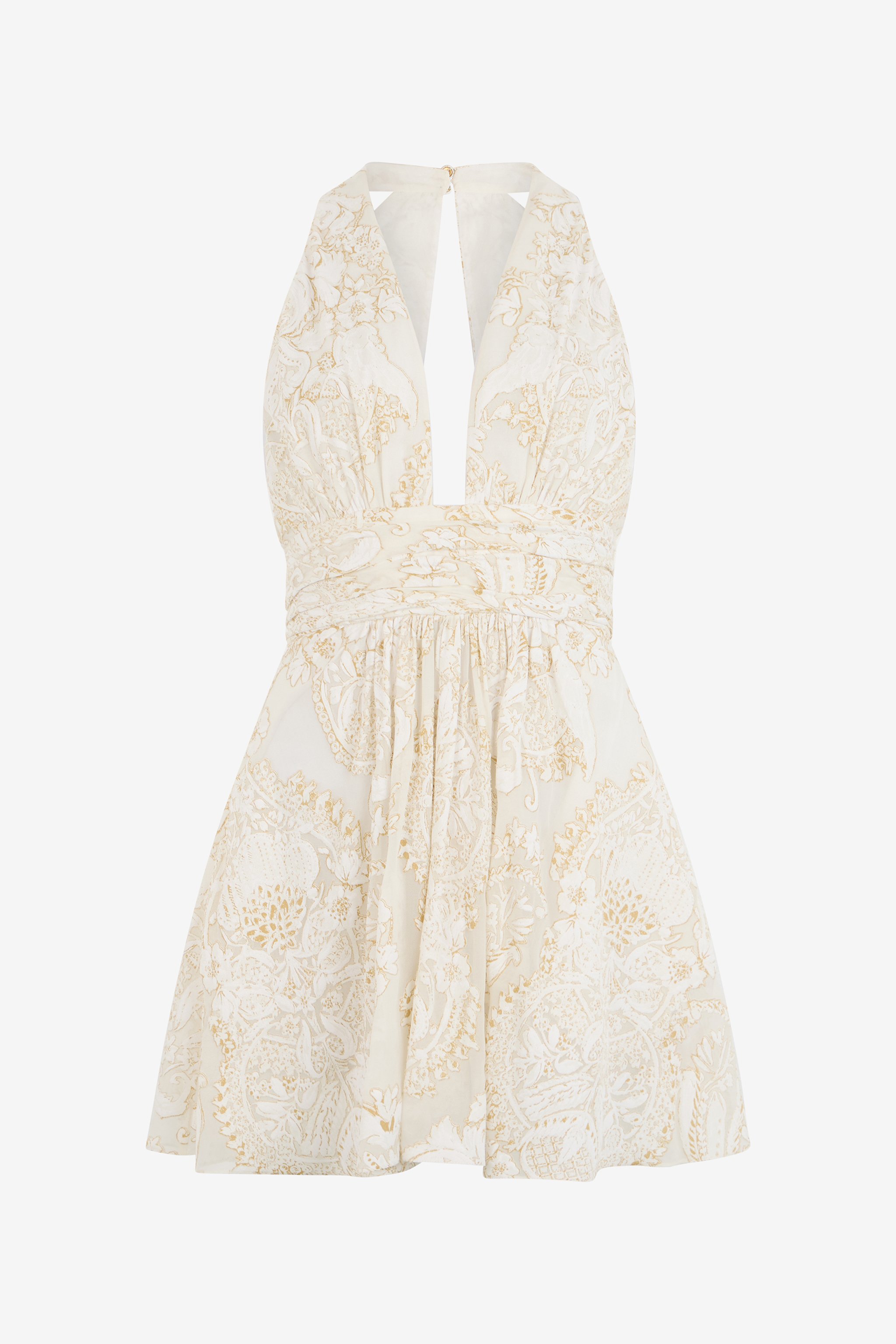 White Mini Dress With Ornamental Motif