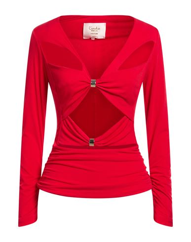 Woman Top Red Size 10 Polyamide, Elastane