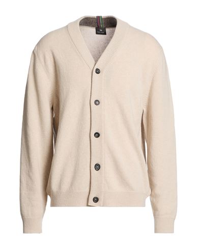 Man Cardigan Beige Size XL Merino Wool