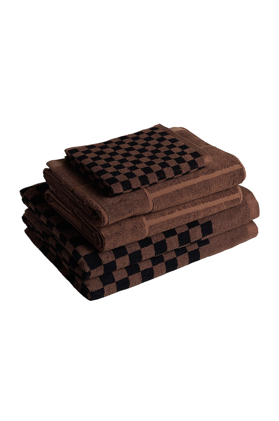 BAINA Organic Cotton Towel Set 09 in Tabac & Noir - Brown.  a