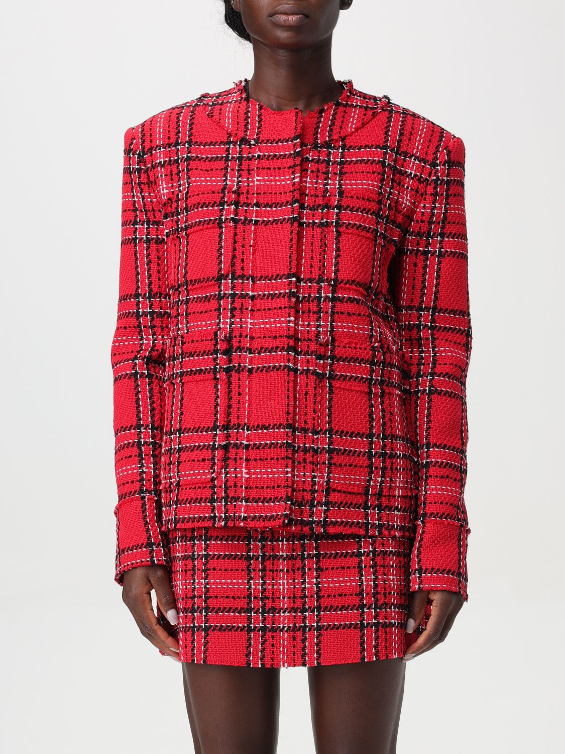 Checked tweed jacket - Red