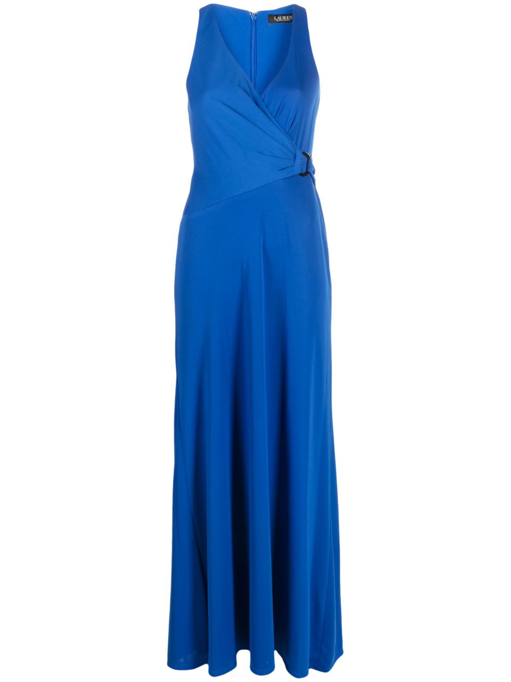 Sleeveless V-neck long dress - Blue