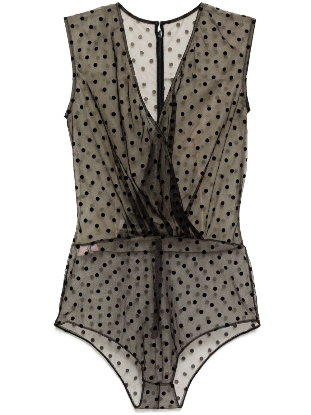 Dotted tulle bodysuit - Black