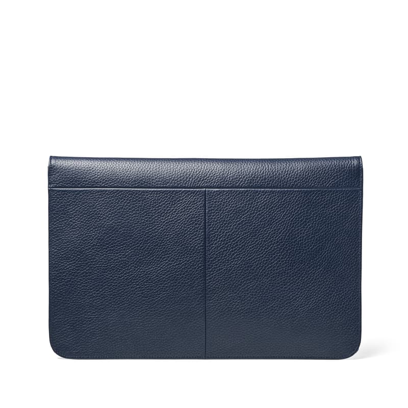 Leather Laptop Case in Navy Pebble