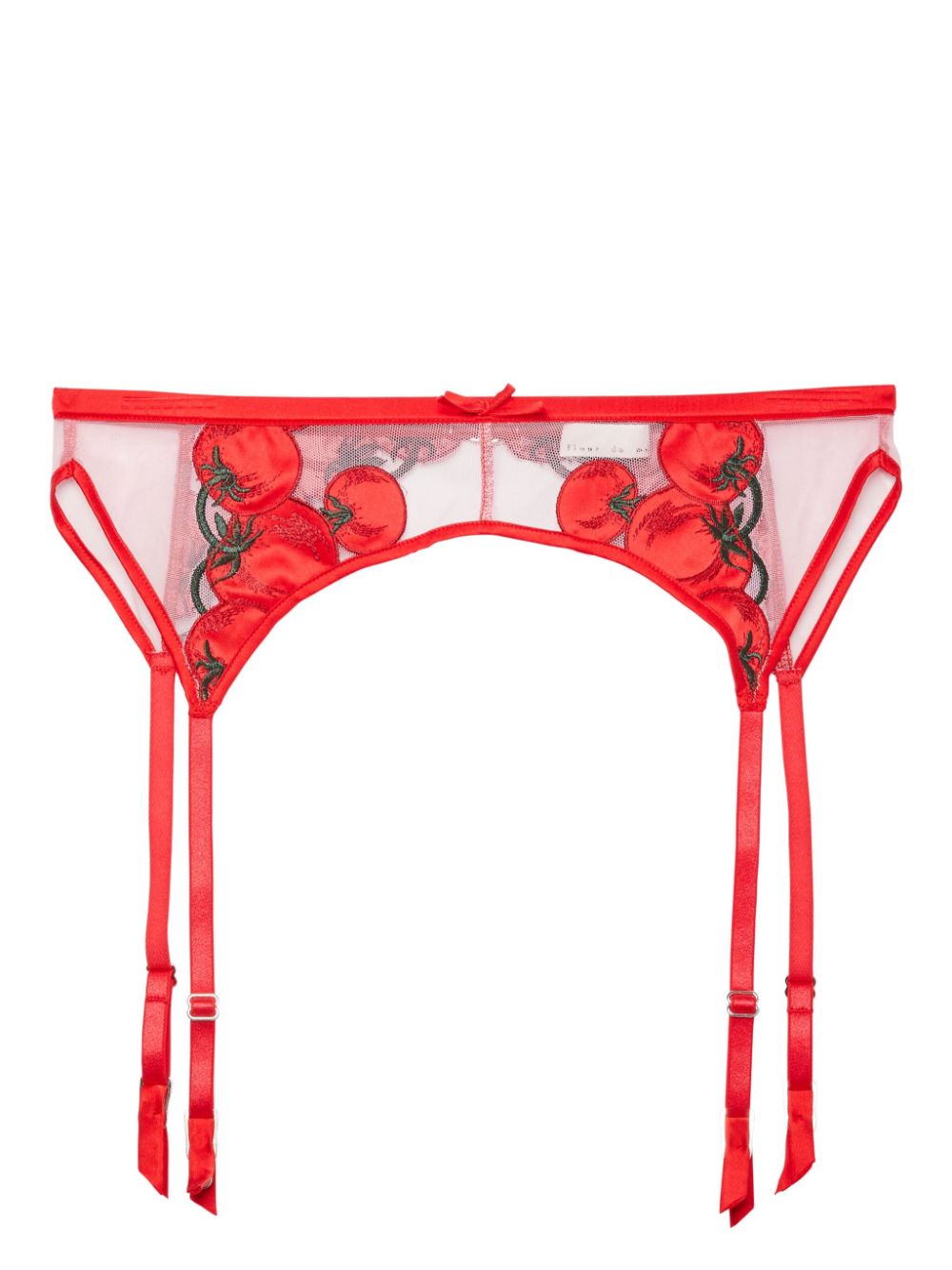 Tomato silk blend embroidery garter - Red
