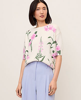 Ann Taylor Floral Jacquard Sweater Tee