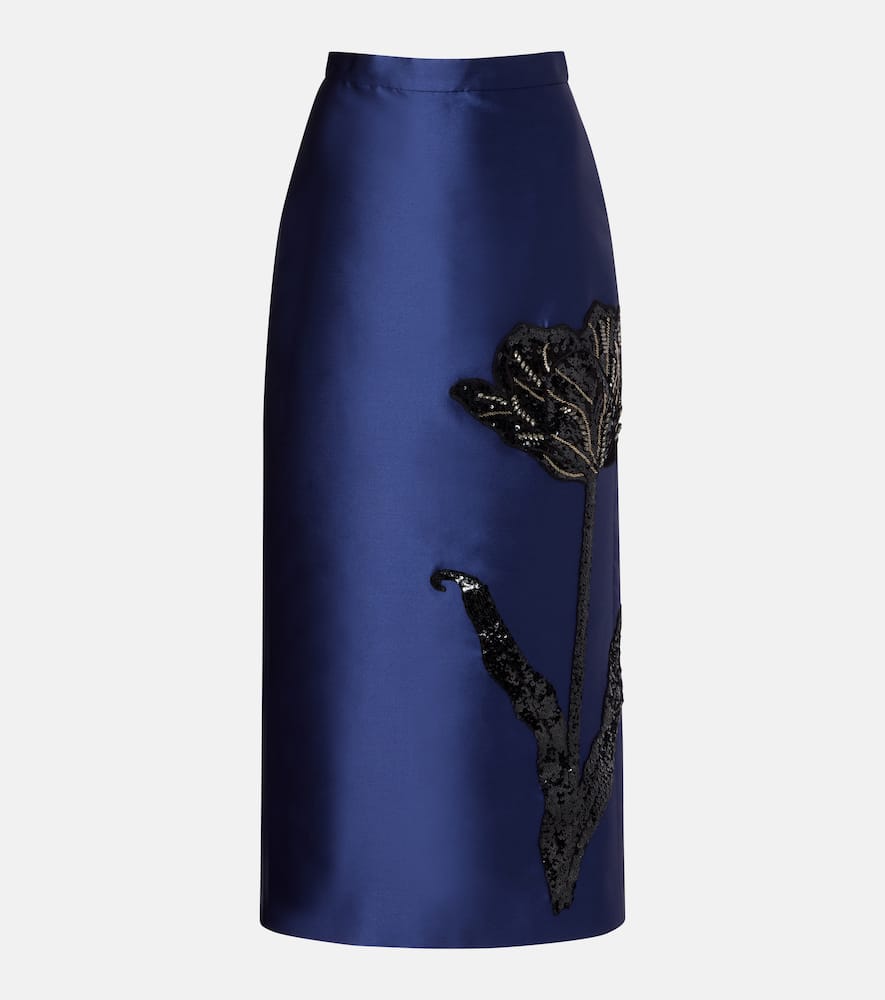 Sequined twill pencil skirt