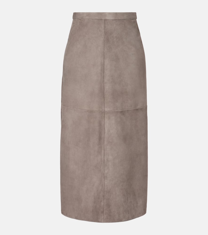 Suede midi skirt