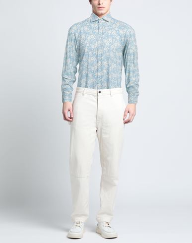 Bastoncino Man Shirt Sky blue Size 17 Viscose, Linen