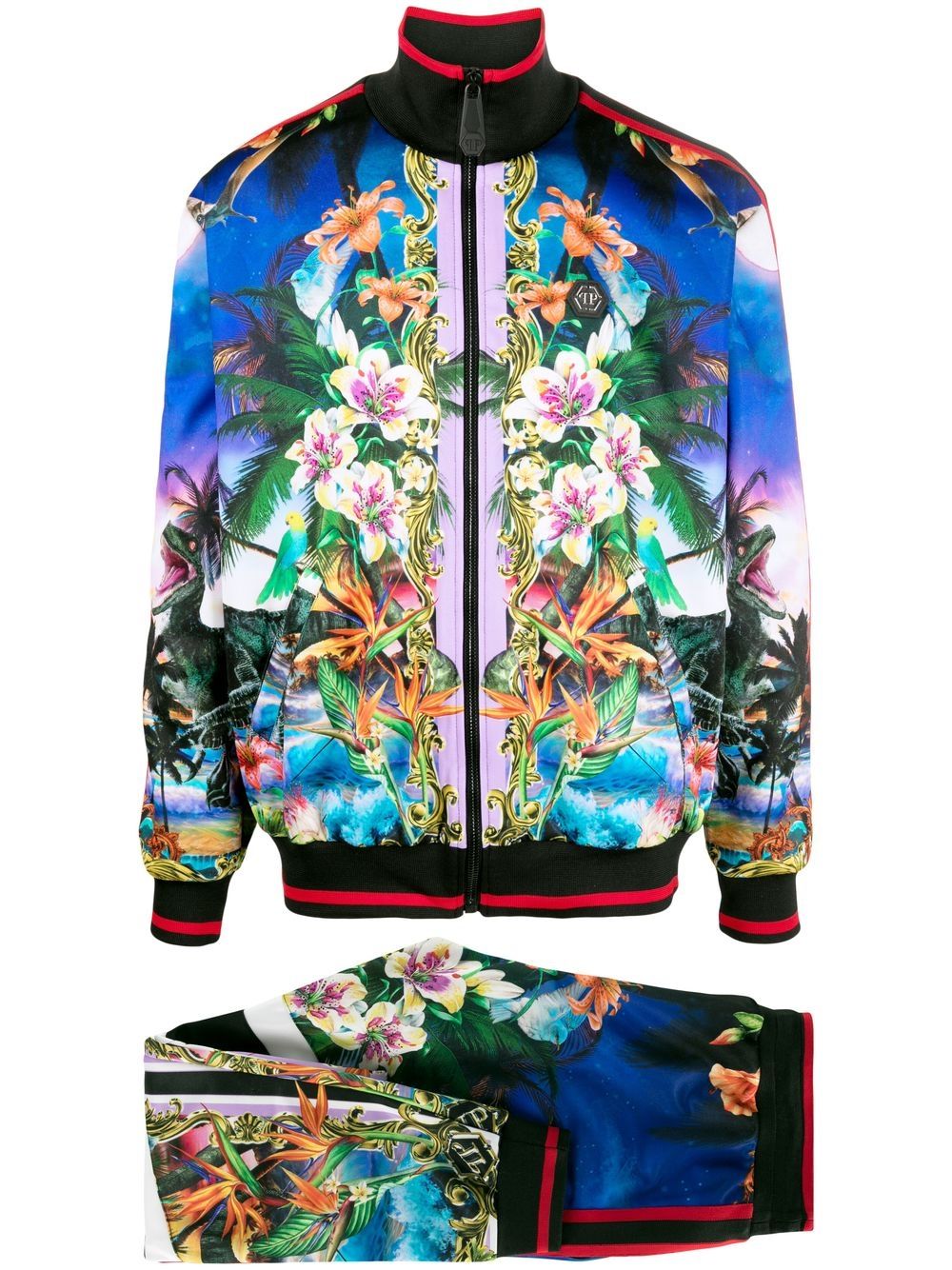 Graphic-print track pants - Blue