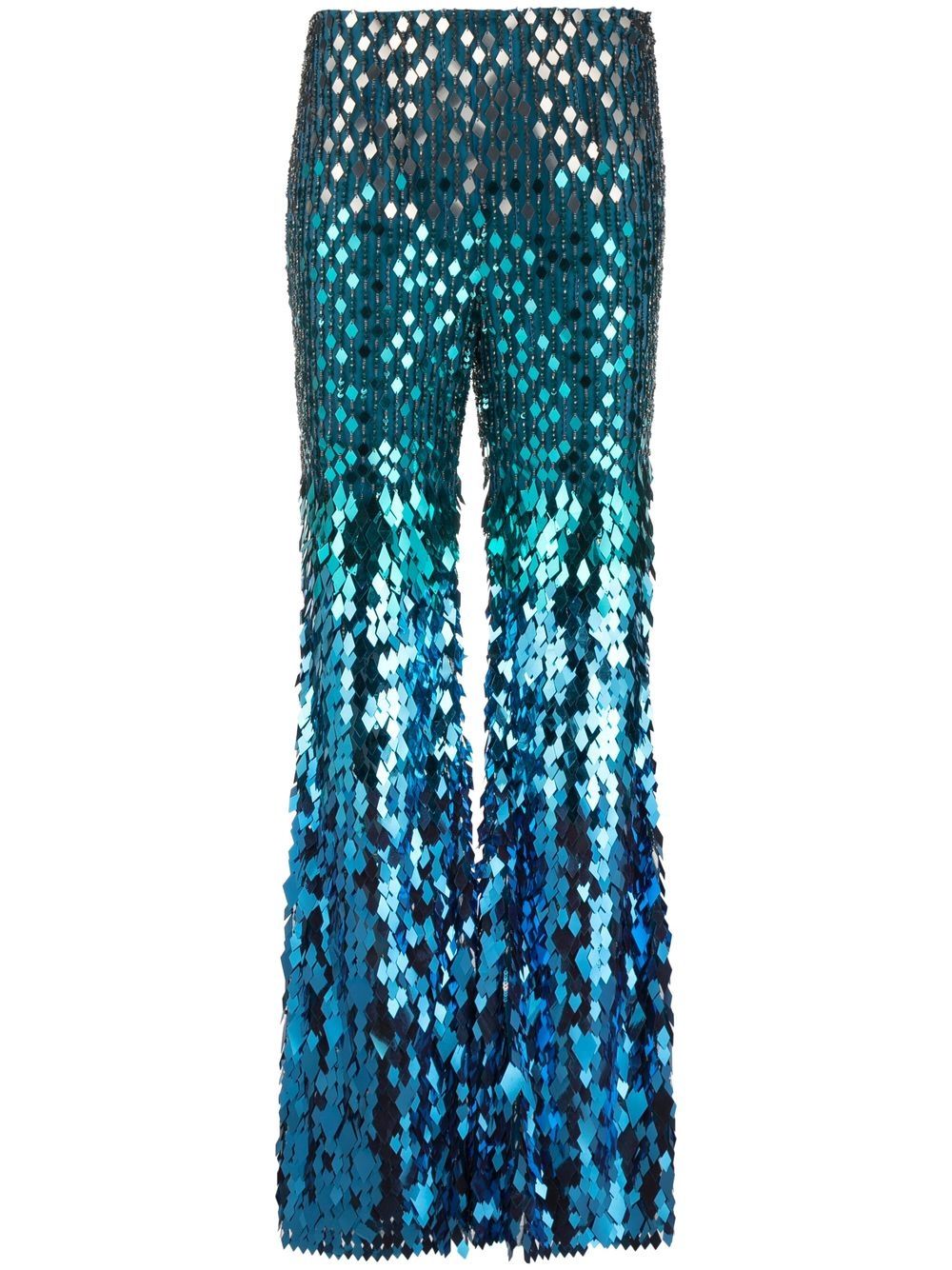 Sequin-embellished flared trousers - Blue