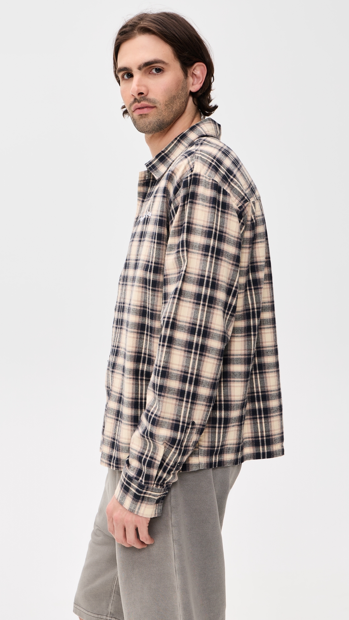 Wordmark Button Up Shirt Navy