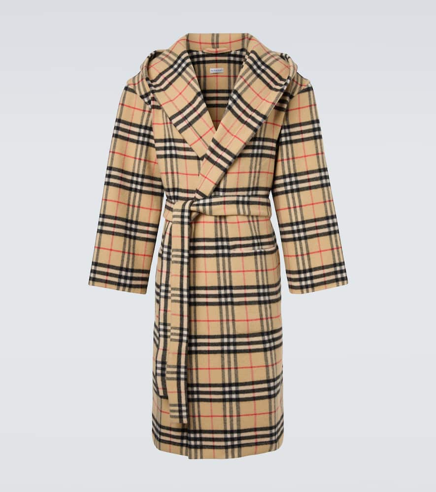 Check wool and cashmere robe
