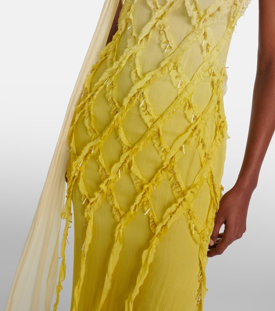 Embellished crepon maxi dress