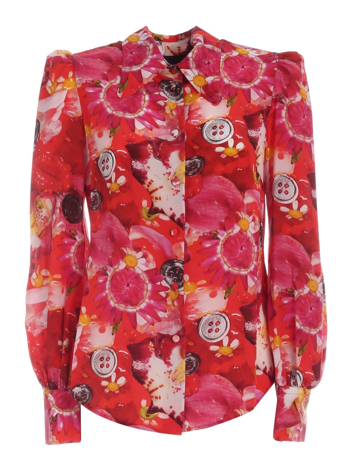 Shirt with print in shades of red
