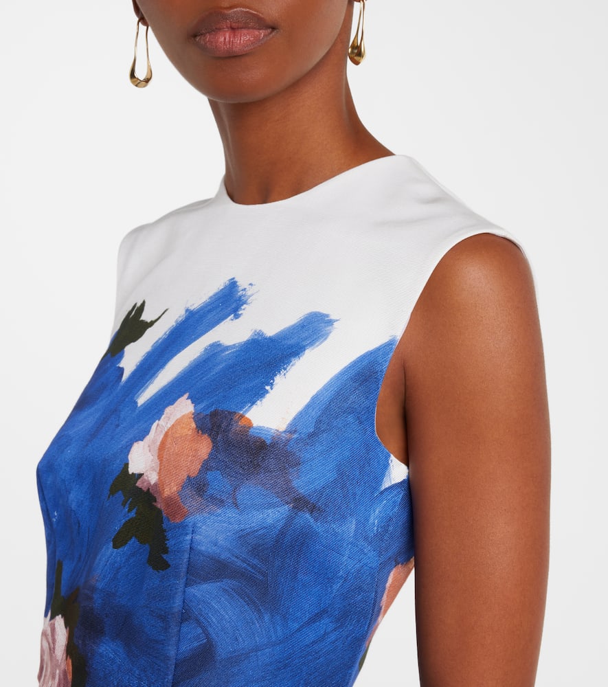 Floral cotton-blend midi dress