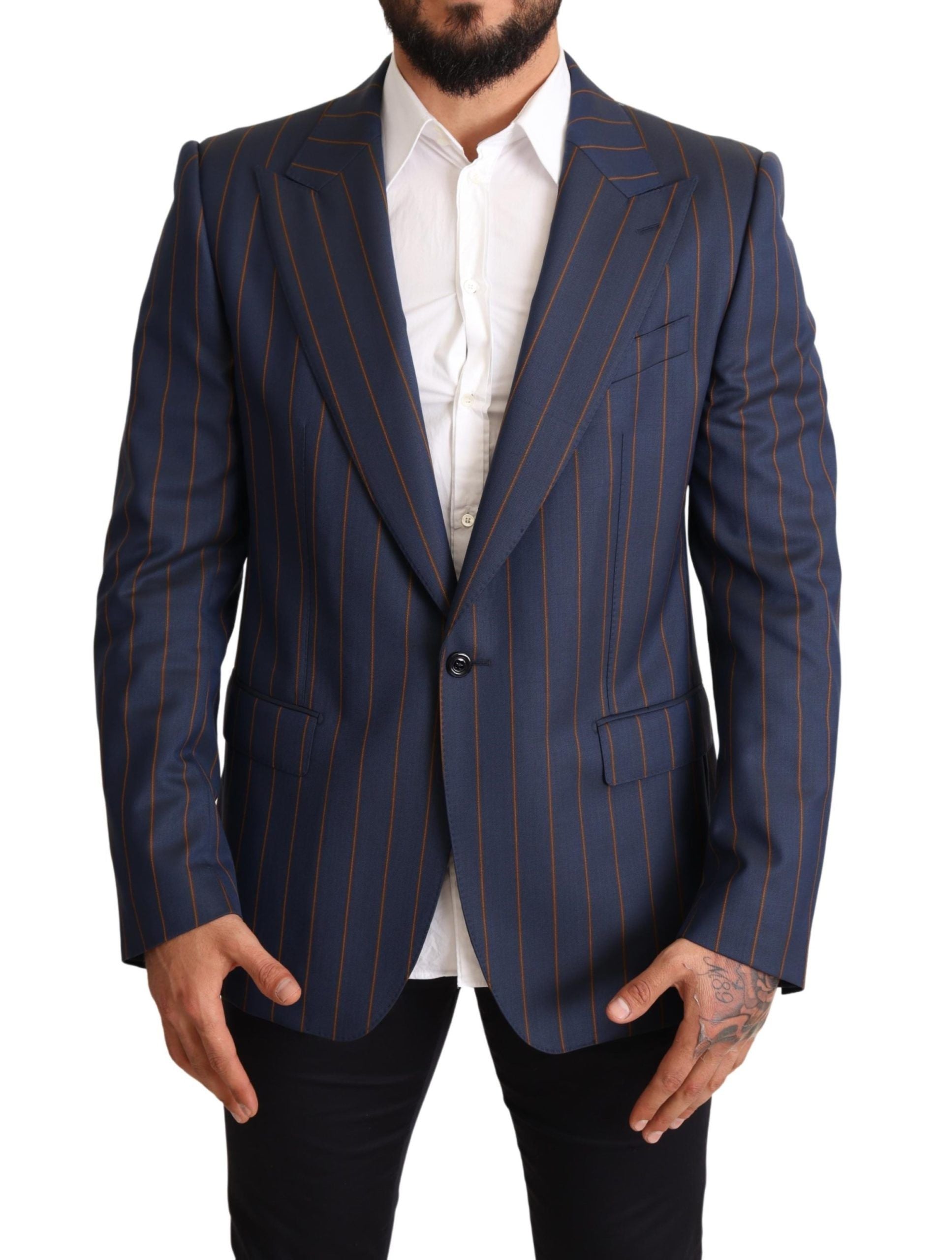 Striped Wool Blazer — Blue
