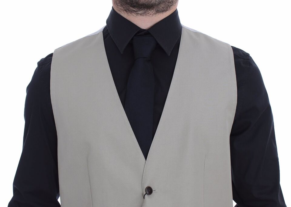 Cotton-Silk Blend Dress Vest — Beige