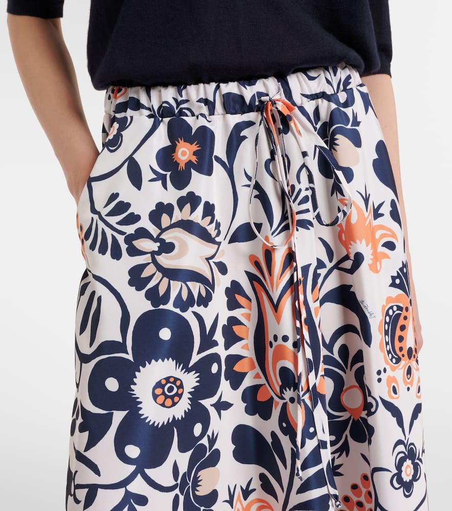 Printed satin midi skirt