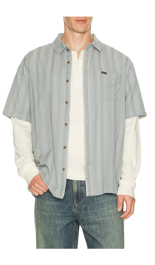 Brixton CRU Striped Dobby Woven Shirt in Blue. - S also in M, L, XL/1X