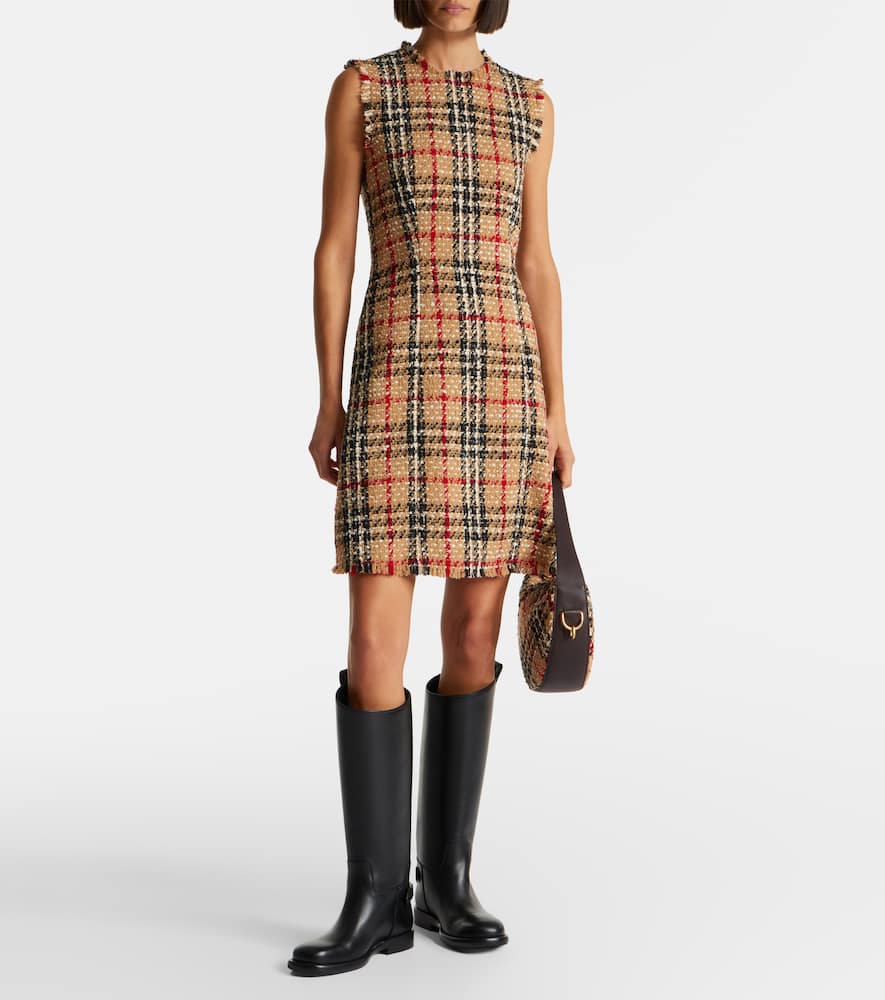 Check bouclé minidress
