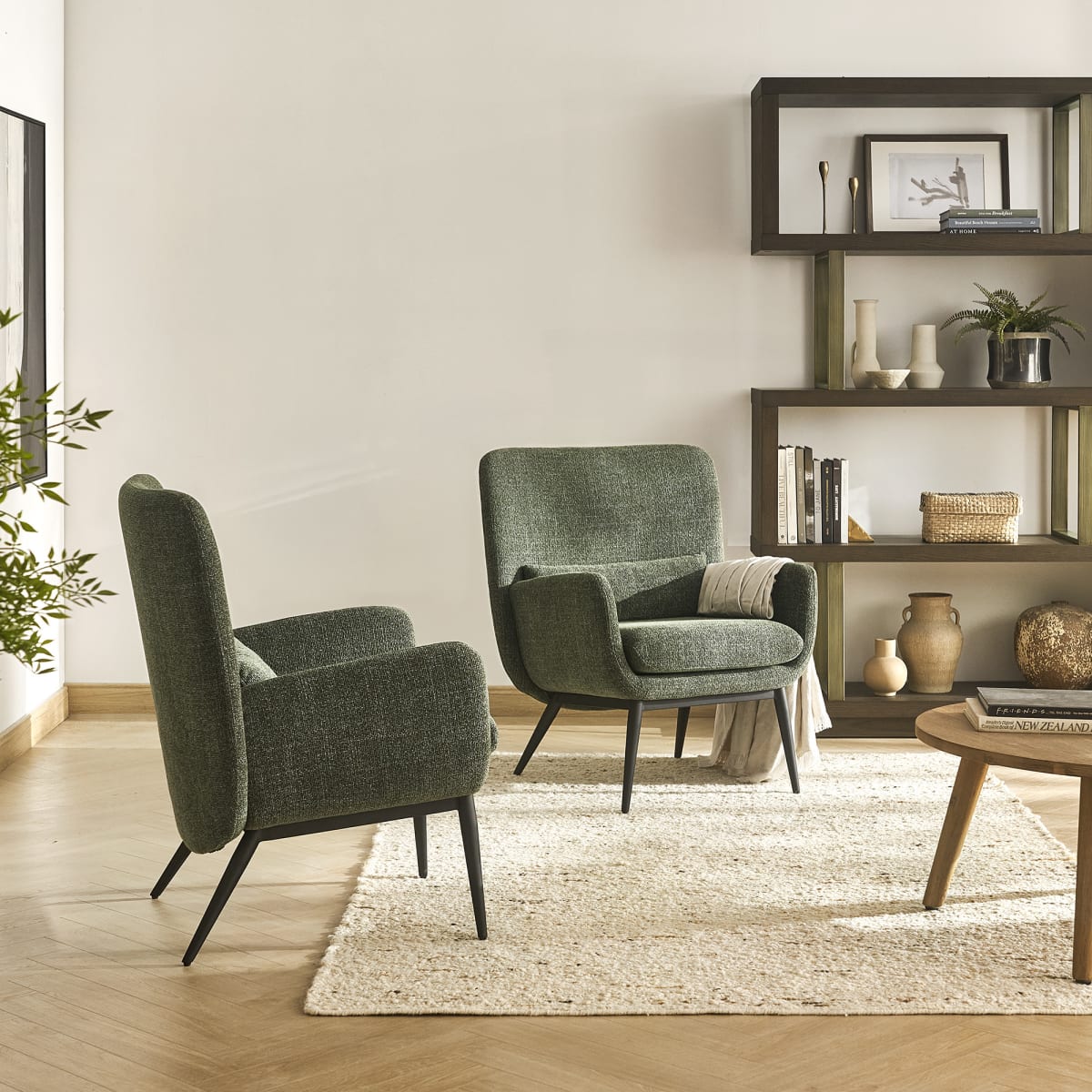 Green Armchair, Set of 2