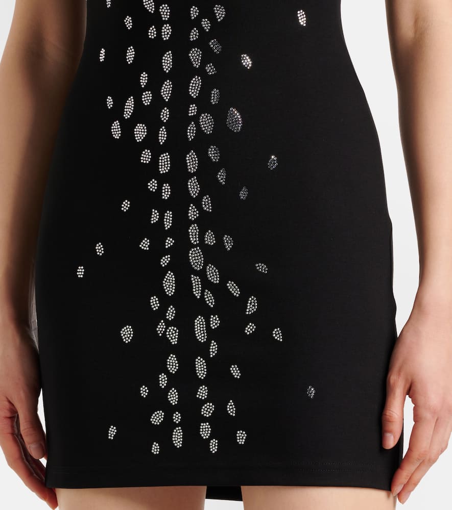 Crystal-embellished jersey minidress
