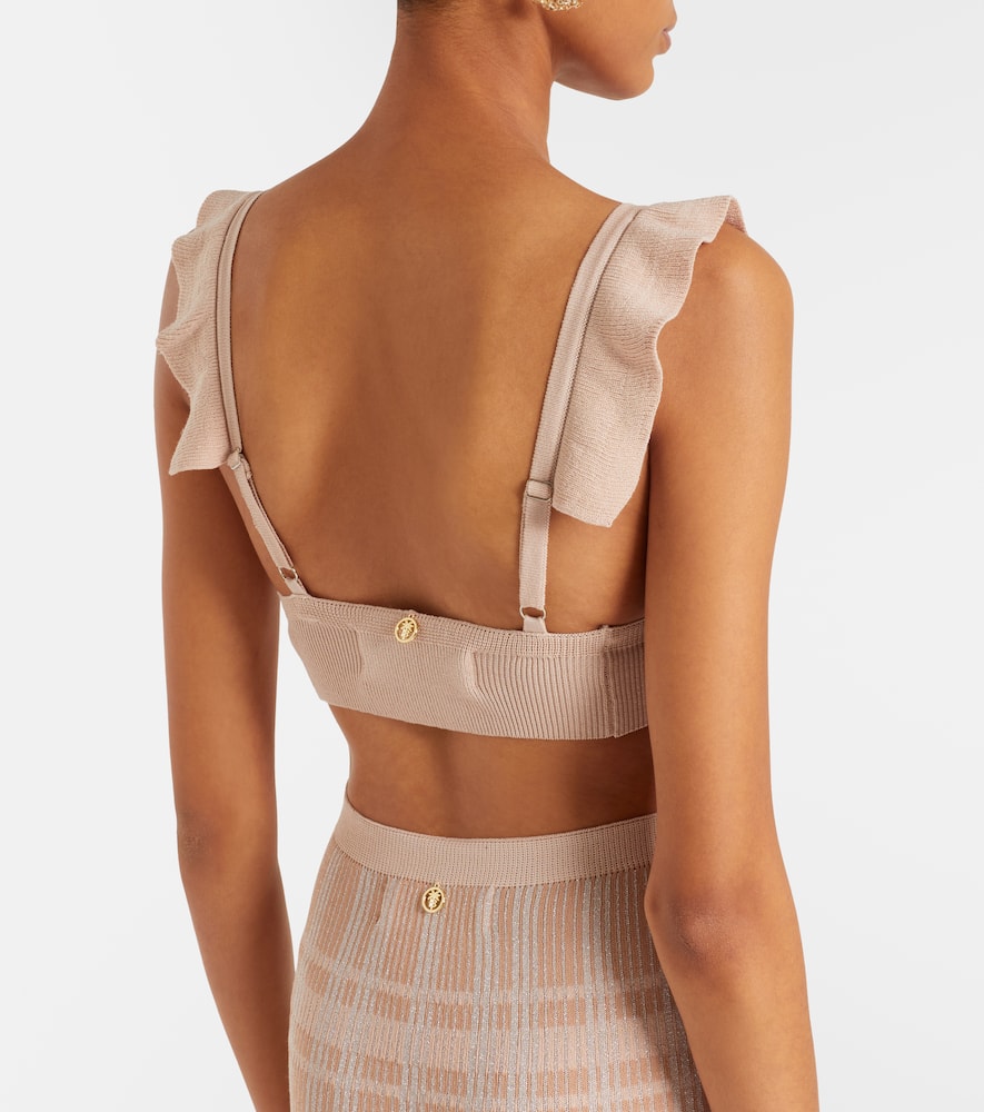 Petra checked ribbed-knit bra top