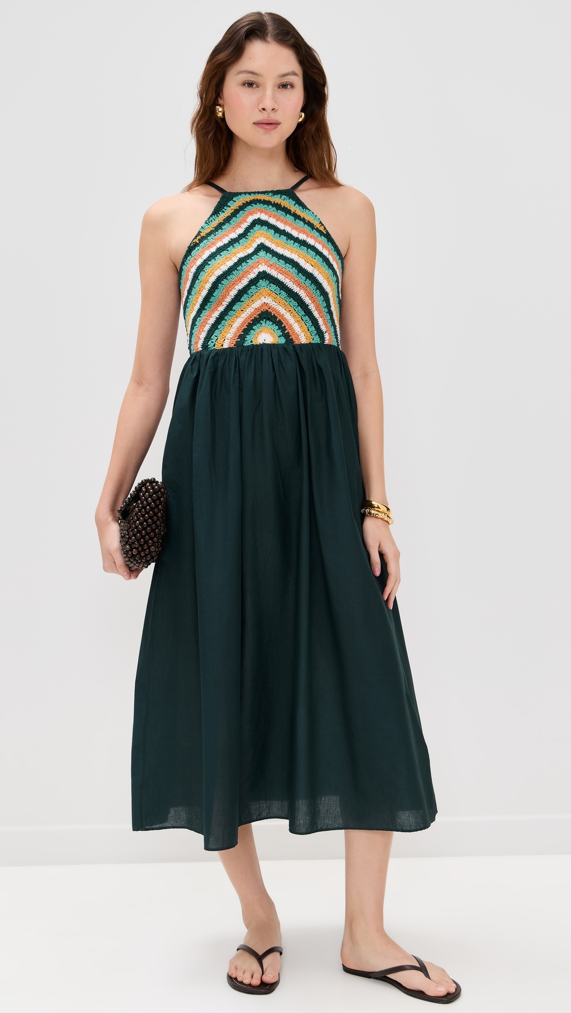 Playa Lucila Crochet Halter Dress Green/Crochet
