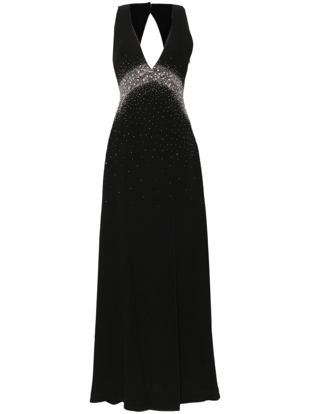 Crystal-embellished open-back dress - Black