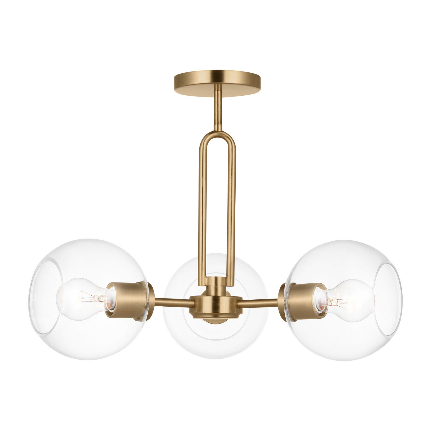 Codyn 3-Light Semi-Flush Ceiling Light in Satin Bra