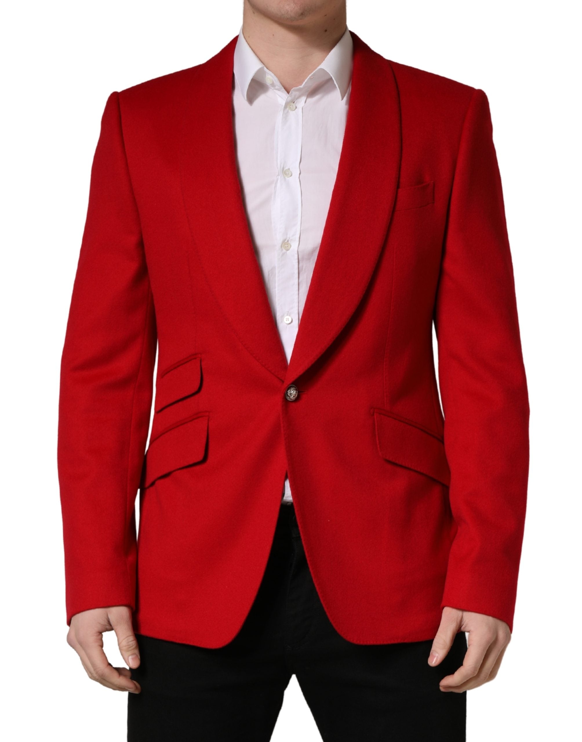 Cashmere Single-Breasted Blazer — Red