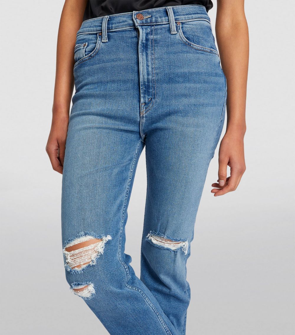 Distressed Rider Straight High Waist Jeans