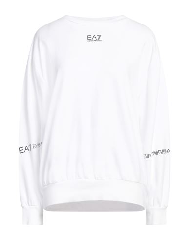 Ea7 Woman Sweatshirt White Size L Cotton, Elastane