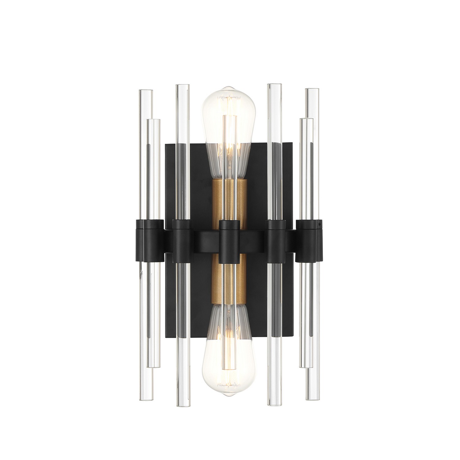 Santiago 2-Light Wall Sconce in Matte Black with Warm Brass Accent