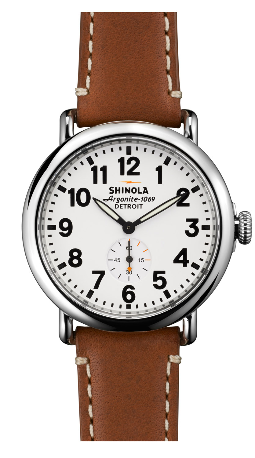 The Runwell White Dial Tan Leather Strap Watch, 41mm